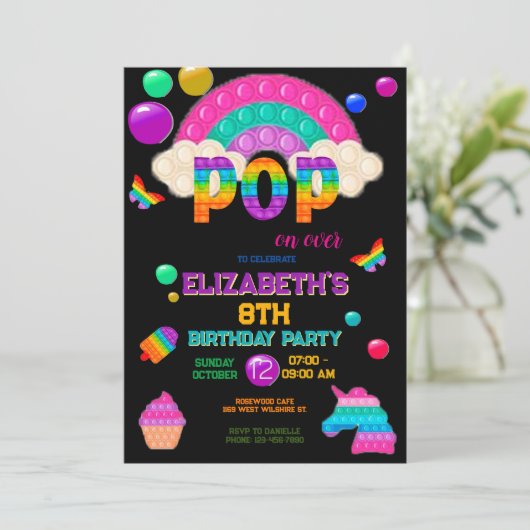 Invitation Pop It Anniversaire Invitation, Pop It Party (Debout devant)
