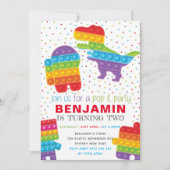 Invitation Pop It Boy Anniversaire Dinosaur Robot Anniversair (Devant)