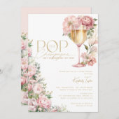 Invitation Pop La Fête des mariées Florale Rose Champagne (Devant / Derrière)
