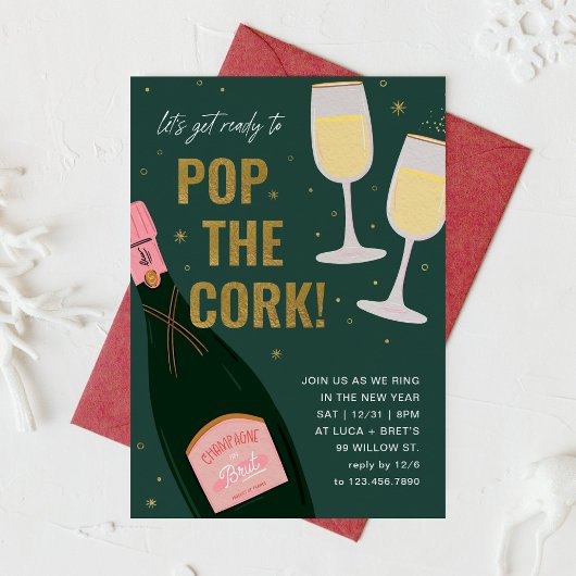 Invitation Pop Le Champagne De Cork Brut Nouvel An