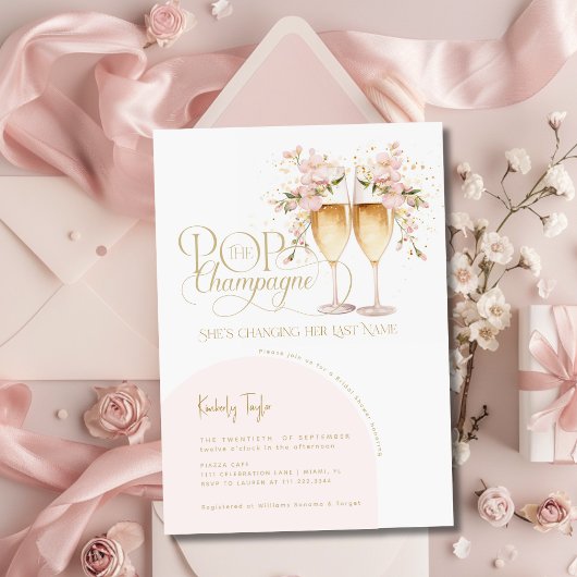 Invitation Pop Le Champagne Elegant Blush Fête des mariées