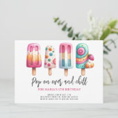 Invitation Pop On Over & Chill Popsicle Anniversaire de enfan (Debout devant)