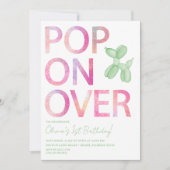 Invitation Pop On Over Green Balloon Dog Anniversaire Invitat (Devant)