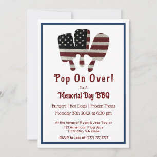 Invitation Pop On Over Memorial Day Popsicle American Flag