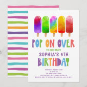 Invitation Pop On Over Popsicles Anniversaire (Devant / Derrière)