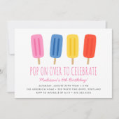 Invitation Pop On Over Summer Popsicle Anniversaire de enfant (Devant)
