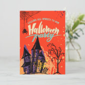 Invitation Pop Retro Colorful Abstrait Halloween Party (Debout devant)