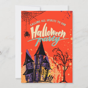 Invitation Pop Retro Colorful Abstrait Halloween Party