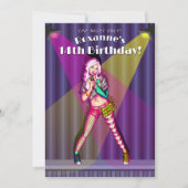 Invitation Pop Singer Stage Ado Fille 14e anniversaire (Devant)