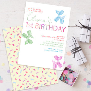 Invitation Pop Sur Plus De 1Er Anniversaire Balloon Invitatio