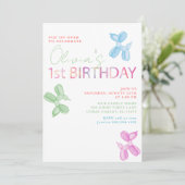 Invitation Pop Sur Plus De 1Er Anniversaire Balloon Invitatio (Debout devant)