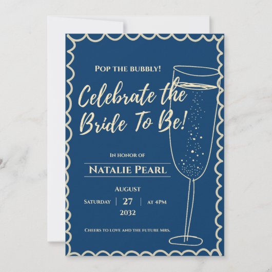 Invitation Pop the Bubbly Champagne Theme Bridal Shower  (Devant)