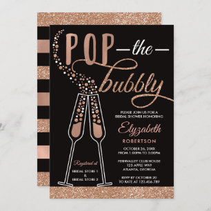 Invitation Pop The Bubbly Fête des mariées Invitation, Faux G
