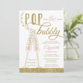 Invitation Pop The Bubbly Fête des mariées Invitation, Faux G (Debout devant)