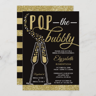 Invitation Pop The Bubbly Fête des mariées Invitation, Faux G