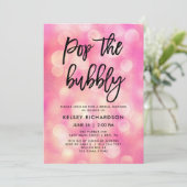Invitation Pop the Bubbly | Pink Bokeh Look Fête des mariées (Debout devant)