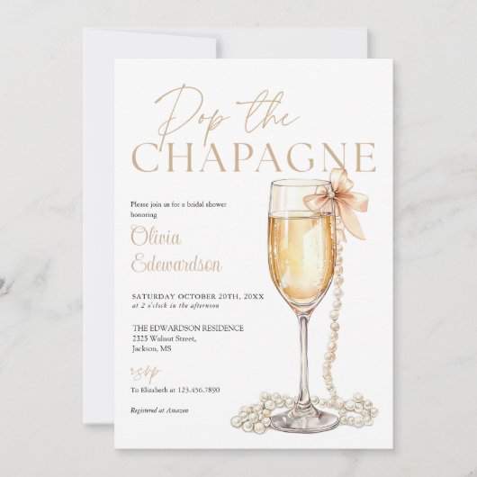 Invitation Pop The Champagne Photo QR Code Bridal Shower (Devant)