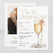 Invitation Pop The Champagne Photo QR Code Bridal Shower (Devant / Derrière)