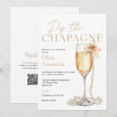 Invitation Pop The Champagne QR Code Bridal Shower (Devant / Derrière)