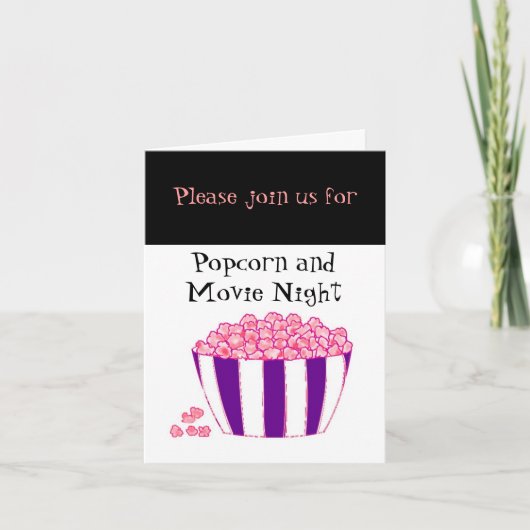 Invitation Popcorn and Movie Night Invite (Devant)