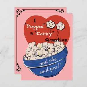 Invitation Popcorn Corny Question, Cute Retro Enregistrer la