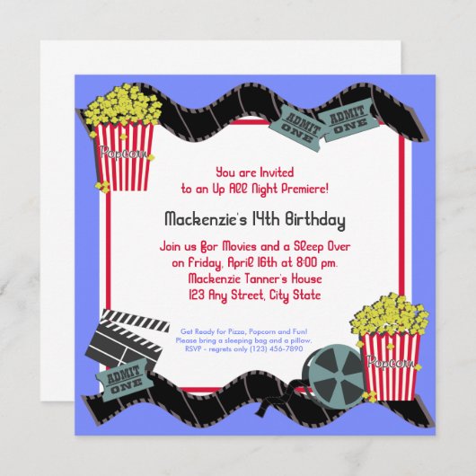 Invitation Popcorn et un film (Devant / Derrière)