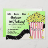 Invitation Popcorn et un film rose et vert (Devant / Derrière)