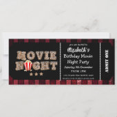 Invitation Popcorn Movie Nuit Anniversaire Fête Style Billet (Devant)