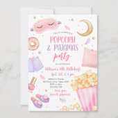 Invitation Popcorn Pajamas Sleepover Stwood Fête du bois d'oe (Devant)