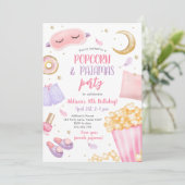 Invitation Popcorn Pajamas Sleepover Stwood Fête du bois d'oe (Debout devant)