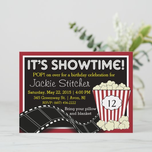 Invitation Popcorn "Showtime" (Debout devant)