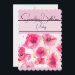 Invitation Poppie rouge Aquarelle fleurie Poppies<br><div class="desc">Le design de nom personnalisable du rose Shabby Chic Ladie,  avec un nom entièrement personnalisable. Conçu à partir de ma photo et de mon écriture de jardin d'origine.</div>