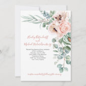 Invitation Poppies blanches roses et ivoire Eucalyptus Vert (Devant)