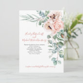 Invitation Poppies blanches roses et ivoire Eucalyptus Vert (Debout devant)