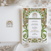 Invitation Poppies et marguerites Art Nouveau Mariage
