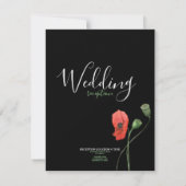 Invitation Poppies Red Watercolor Mariage noir (Dos)