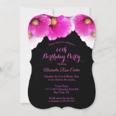 Invitation Poppies roses floral Noir fête d'anniversaire (Devant)