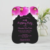 Invitation Poppies roses floral Noir fête d'anniversaire (Debout devant)