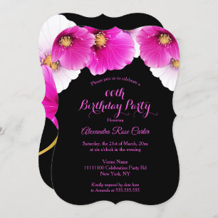 Invitation Poppies roses floral Noir fête d'anniversaire