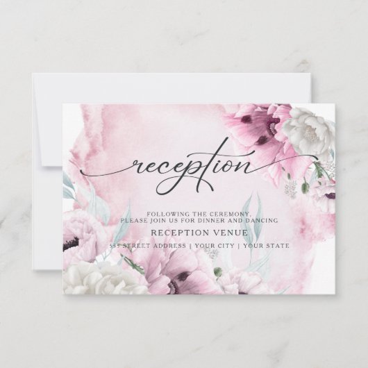 Invitation Poppies Roses Rustiques Aquarelle Réception (Devant)