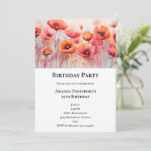 Invitation Poppies rouges dans un champ aquarelle Anniversair (Debout devant)
