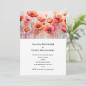 Invitation Poppies rouges dans un Mariage d'aquarelle de cham (Debout devant)