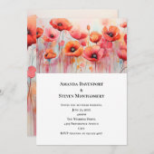 Invitation Poppies rouges dans un Mariage d'aquarelle de cham (Devant / Derrière)
