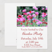 Invitation Poppies rouges et roses (Devant / Derrière)