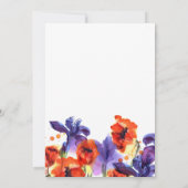 Invitation Poppies rouges, Iris pourpre Aquarelle Mariage mod (Dos)