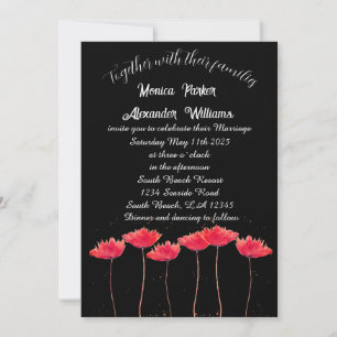 Invitation Poppies rouges Poppy Black Elegant Floral Mariage