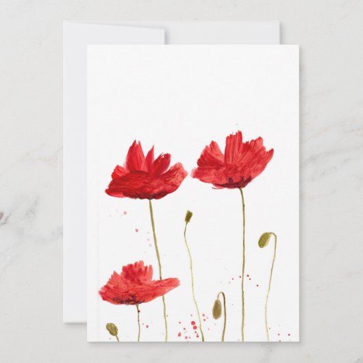 Invitation Poppies rouges Poppy Floral Rustic Mariage (Dos)