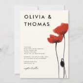 Invitation Poppies rouges sauvages Mariage rustique élégant m (Devant)