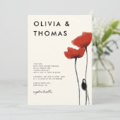 Invitation Poppies rouges sauvages Mariage rustique élégant m (Debout devant)