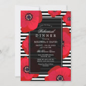 Invitation Poppies & Stripes - Dîner de répétition noir & rou (Devant)